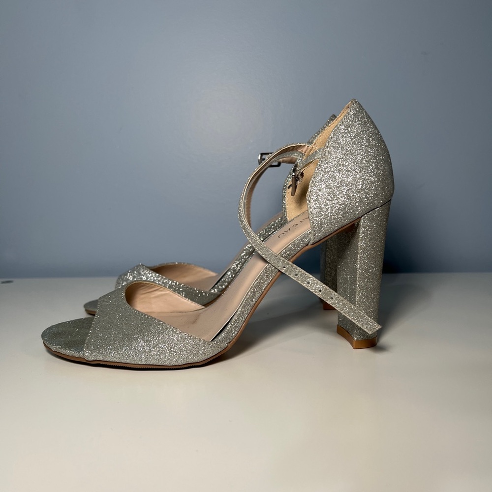 Le Chateau Silver Sparkly Heels